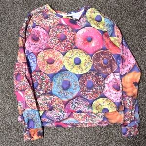 Colorful sprinkle donut print sweater size medium